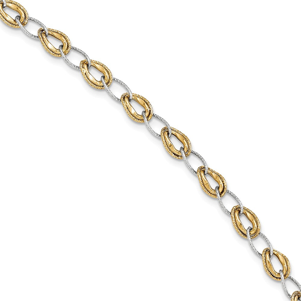 Diamond Cut,Polished,14K Two-Tone,Hollow,Fancy Lobster Clasp,Textured