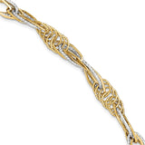 Polished,14K Two-Tone,Hollow,Fancy Lobster Clasp,Textured