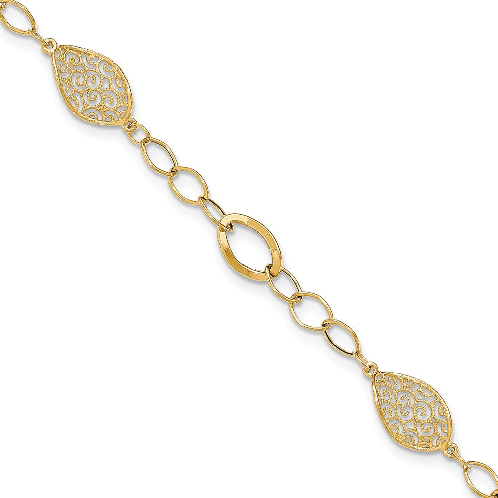 Polished,14K Yellow Gold,Fancy Lobster Clasp,Filigree