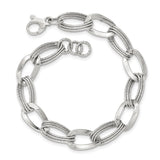 Polished,14K White Gold,Fancy Lobster Clasp,Textured