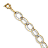 Polished,14K Two-Tone,Hollow,Fancy Springlock Clasp,Oval