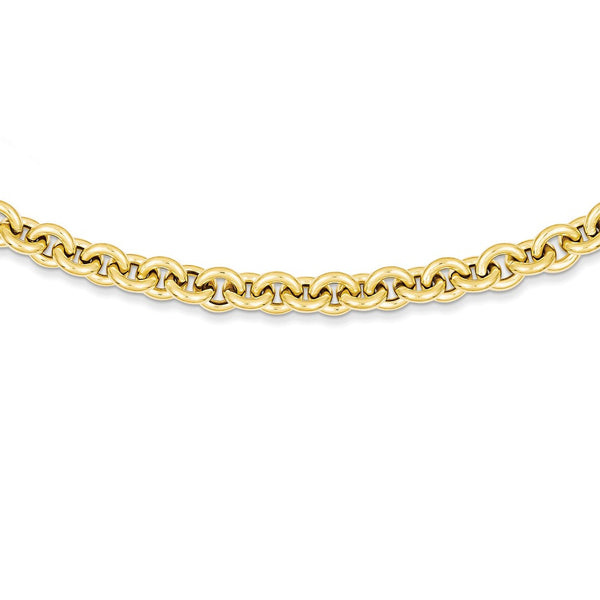 14K Yellow Gold 18in Polished Fancy Rolo Link Necklace