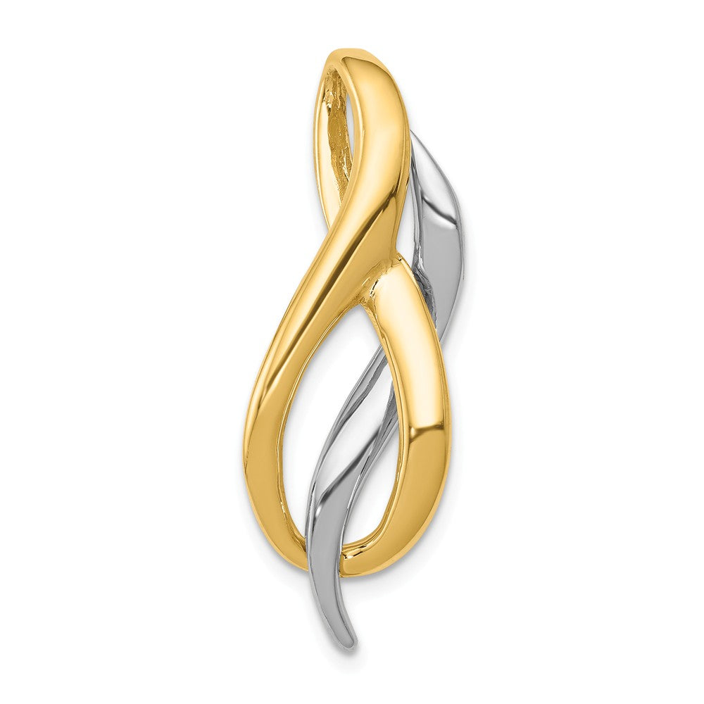 Solid,Casted,Polished,14K Two-Tone,Fits Up to 4mm Regular,Fits Up to 8mm Fancy