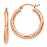Earrings,Hoop,Gold,Rose,14K,25 mm,3 mm,Pair,Wire & Clutch,Hoop,Between $100-$200