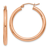 Earrings,Hoop,Gold,Rose,14K,30 mm,3 mm,Pair,Wire & Clutch,Hoop,Between $100-$200