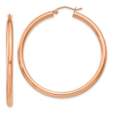 Earrings,Hoop,Gold,Rose,14K,45 mm,3 mm,Pair,Wire & Clutch,Hoop,Between $200-$400