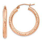Earrings,Hoop,Gold,Rose,14K,25 mm,3 mm,Wire & Clutch,Hoop,Between $100-$200