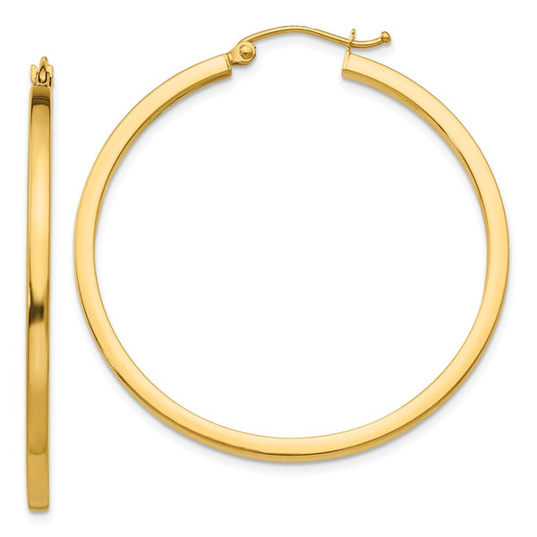 Earrings,Hoop,Gold,Yellow,14K,40 mm,2 mm,Pair,Wire & Clutch,Hoop,Between $200-$400