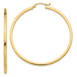 Earrings,Hoop,Gold,Yellow,14K,50 mm,2 mm,Pair,Wire & Clutch,Hoop,Between $200-$400