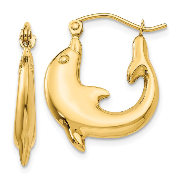 Earrings,Shrimp / Creole,Gold,Yellow,14K,10 mm,3 mm,Pair,Wire & Clutch,Hoop,Between $100-$200