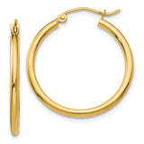 Earrings,Hoop,Gold,Yellow,14K,25 mm,2 mm,Pair,Wire & Clutch,Hoop,Between $100-$200