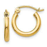 Earrings,Hoop,Gold,Yellow,14K,13 mm,2 mm,Pair,Wire & Clutch,Hoop,Under $100