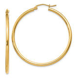 Earrings,Hoop,Gold,Yellow,14K,40 mm,2 mm,Pair,Wire & Clutch,Hoop,Between $200-$400