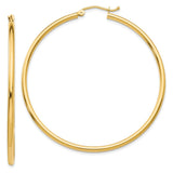 Earrings,Hoop,Gold,Yellow,14K,50 mm,2 mm,Pair,Wire & Clutch,Hoop,Between $200-$400