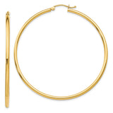 Earrings,Hoop,Gold,Yellow,14K,55 mm,2 mm,Pair,Wire & Clutch,Hoop,Between $200-$400