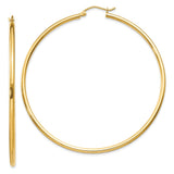 Earrings,Hoop,Gold,Yellow,14K,60 mm,2 mm,Pair,Wire & Clutch,Hoop,Between $200-$400