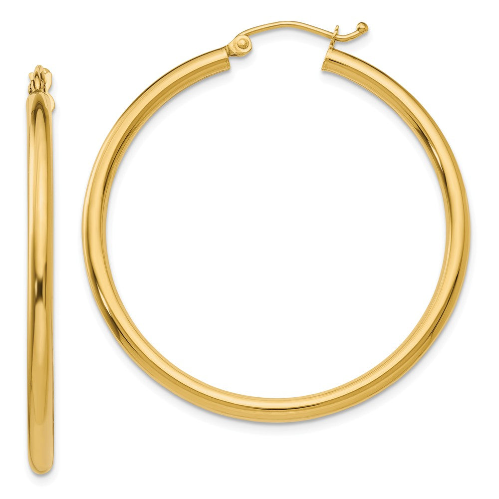 Earrings,Hoop,Gold,Yellow,14K,40 mm,2.5 mm,Pair,Wire & Clutch,Hoop,Between $200-$400