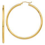 Earrings,Hoop,Gold,Yellow,14K,50 mm,2.5 mm,Pair,Wire & Clutch,Hoop,Between $200-$400