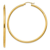 Earrings,Hoop,Gold,Yellow,14K,55 mm,2.5 mm,Pair,Wire & Clutch,Hoop,Between $200-$400