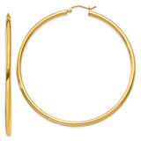 Earrings,Hoop,Gold,Yellow,14K,60 mm,2.5 mm,Pair,Wire & Clutch,Hoop,Between $200-$400