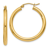 Earrings,Hoop,Gold,Yellow,14K,30 mm,3 mm,Pair,Wire & Clutch,Hoop,Between $100-$200