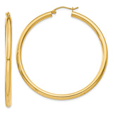 Earrings,Hoop,Gold,Yellow,14K,50 mm,3 mm,Pair,Wire & Clutch,Hoop,Between $400-$600