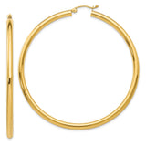 Earrings,Hoop,Gold,Yellow,14K,60 mm,3 mm,Pair,Wire & Clutch,Hoop,Between $200-$400
