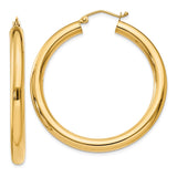 Earrings,Hoop,Gold,Yellow,14K,40 mm,4 mm,Pair,Wire & Clutch,Hoop,Between $200-$400