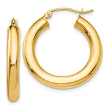 Earrings,Hoop,Gold,Yellow,14K,25 mm,4 mm,Pair,Wire & Clutch,Hoop,Between $100-$200
