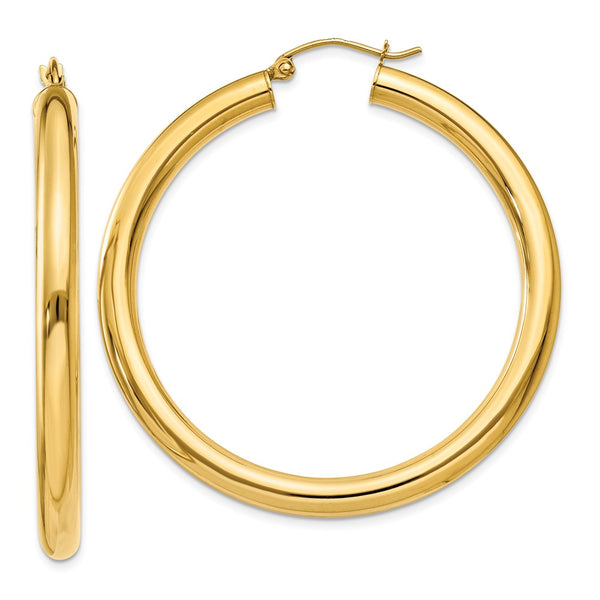 Earrings,Hoop,Gold,Yellow,14K,45 mm,4 mm,Pair,Wire & Clutch,Hoop,Between $200-$400