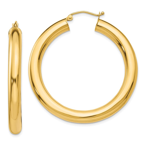 Earrings,Hoop,Gold,Yellow,14K,40 mm,5 mm,Pair,Wire & Clutch,Hoop,Between $400-$600