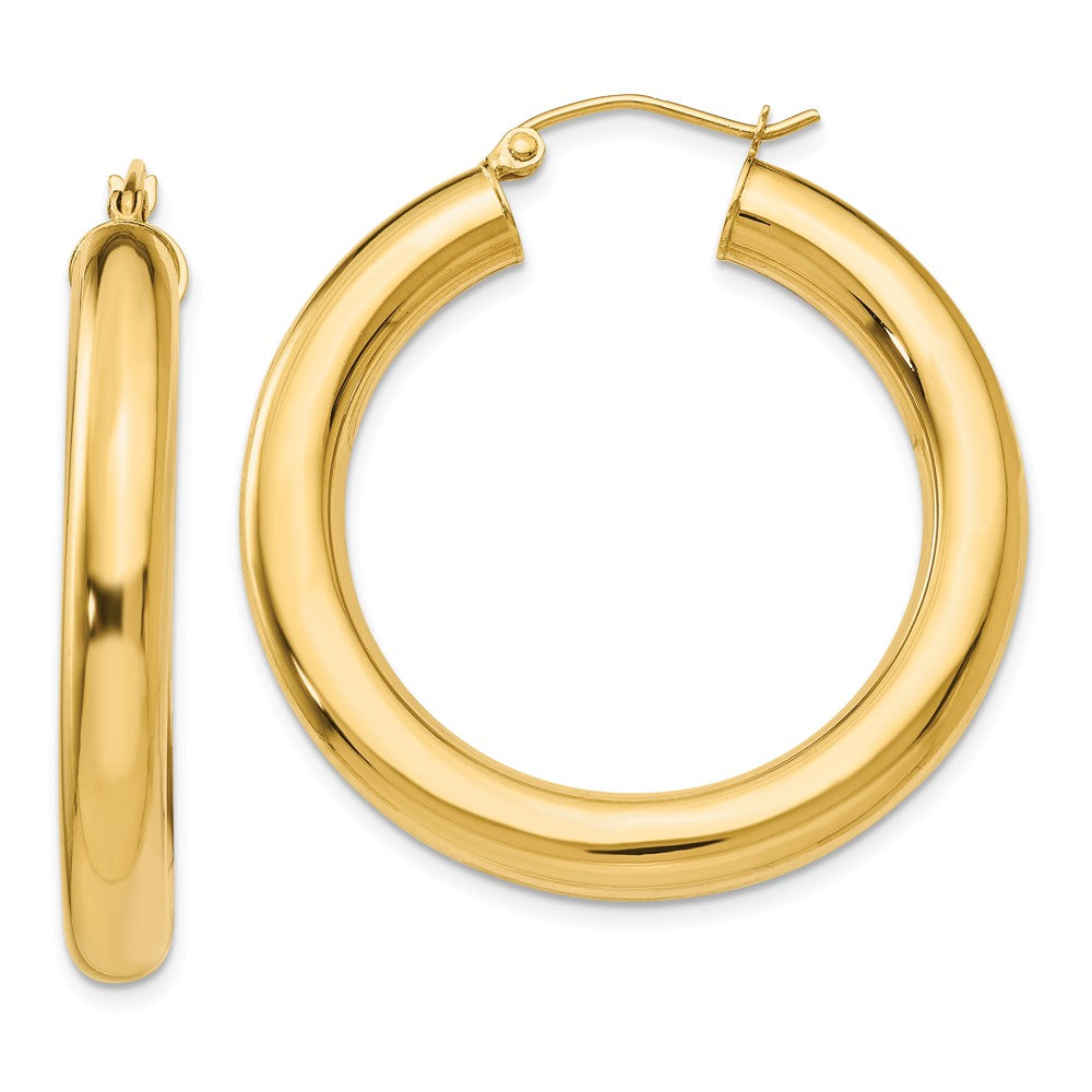 Earrings,Hoop,Gold,Yellow,14K,35 mm,5 mm,Pair,Wire & Clutch,Hoop,Between $400-$600