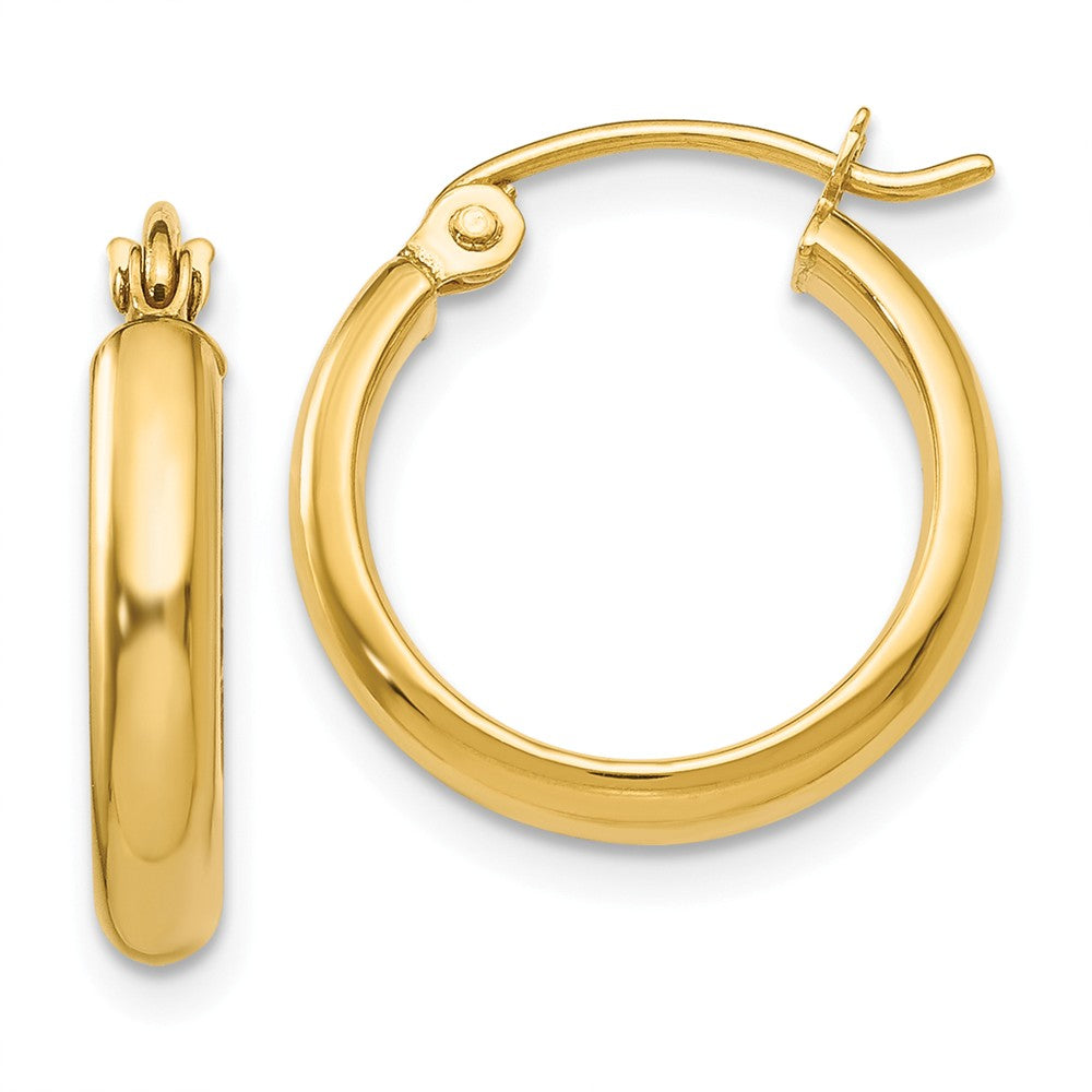 Earrings,Hoop,Gold,Yellow,14K,15 mm,2.75 mm,Pair,Wire & Clutch,Hoop,Between $100-$200