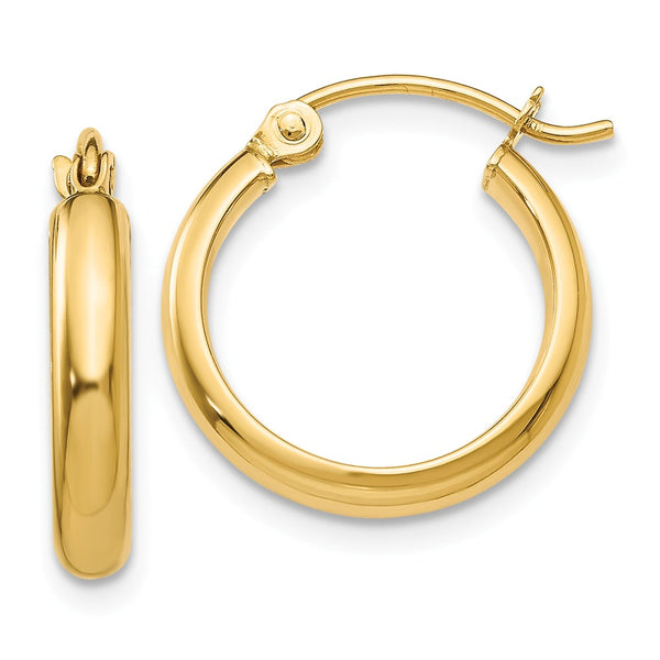 Earrings,Hoop,Gold,Yellow,14K,12 mm,2.75 mm,Pair,Wire & Clutch,Hoop,Under $100