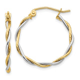 Earrings,Hoop,Gold,Two-Tone,14K,19 mm,1.8 mm,Pair,Wire & Clutch,Hoop,Between $100-$200