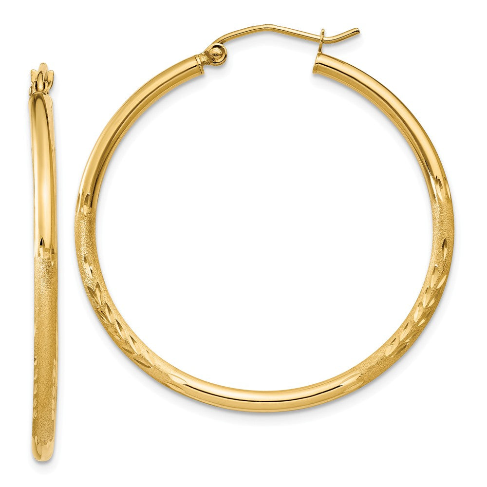 Earrings,Hoop,Gold,Yellow,14K,35 mm,2 mm,Pair,Wire & Clutch,Hoop,Between $100-$200