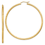Earrings,Hoop,Gold,Yellow,14K,55 mm,2 mm,Pair,Wire & Clutch,Hoop,Between $200-$400