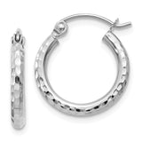 Earrings,Hoop,Gold,White,14K,15 mm,2 mm,Pair,Rhodium,Wire & Clutch,,Hoop,Under $100