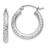 Earrings,Hoop,Gold,White,14K,20 mm,3 mm,Pair,Rhodium,Wire & Clutch,,Hoop,Between $100-$200