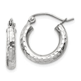 Earrings,Hoop,Gold,White,14K,16 mm,3 mm,Pair,Rhodium,Wire & Clutch,,Hoop,Under $100