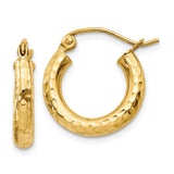 Earrings,Hoop,Gold,Yellow,14K,16 mm,3 mm,Pair,Wire & Clutch,Hoop,Under $100
