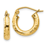 Earrings,Hoop,Gold,Yellow,14K,14 mm,3 mm,Pair,Wire & Clutch,Hoop,Under $100