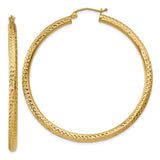Earrings,Hoop,Gold,Yellow,14K,50 mm,3 mm,Pair,Wire & Clutch,Hoop,Between $200-$400