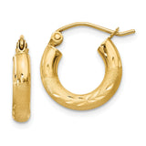 Earrings,Hoop,Gold,Yellow,14K,14 mm,3 mm,Pair,Wire & Clutch,Hoop,Under $100
