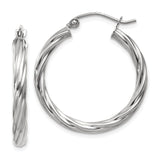 Earrings,Hoop,Gold,White,14K,20 mm,3.25 mm,Pair,Rhodium,Wire & Clutch,,Hoop,Between $200-$400