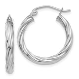 Earrings,Hoop,Gold,White,14K,15 mm,3.25 mm,Pair,Rhodium,Wire & Clutch,,Hoop,Between $100-$200