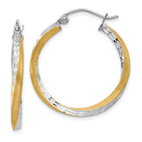 Earrings,Hoop,Gold,Two-Tone,14K,25 mm,2.5 mm,Pair,Wire & Clutch,Hoop,Between $100-$200