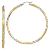 Earrings,Hoop,Gold,Two-Tone,14K,55 mm,2.5 mm,Pair,Wire & Clutch,Hoop,Between $400-$600