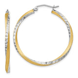 Earrings,Hoop,Gold,Two-Tone,14K,35 mm,2.5 mm,Pair,Wire & Clutch,Hoop,Between $200-$400