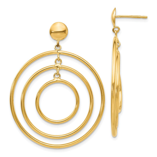 Polished,14K Yellow Gold,Hollow,Post
